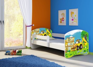 Łóżko dziecięce z barierką 180x80, ACMA II - Koparka