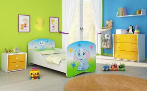 Łóżko dziecięce 160x80, ACMA I - Kolorowy słonik