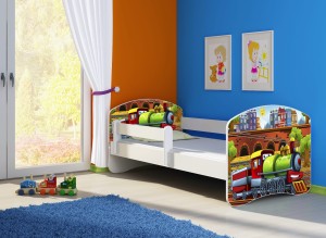 Łóżko dziecięce z barierką 180x80, ACMA II - Ciuchcia