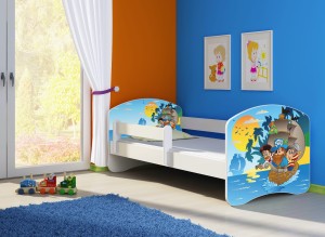 Łóżko dziecięce z barierką 180x80, ACMA II - Piraci