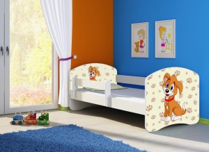 Łóżko dziecięce z barierką 180x80, ACMA II - Piesek