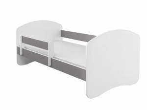 Łóżko dziecięce z barierką 180x80, ACMA II - Biały + Szary