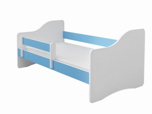 Łóżko dziecięce z barierką HAPPY 140x70, ACMA III - Biały + Niebieski