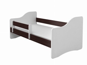 Łóżko dziecięce z barierką HAPPY 140x70, ACMA III - Biały + Wenge