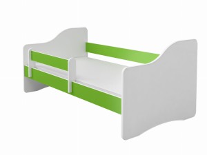 Łóżko dziecięce z barierką HAPPY 140x70, ACMA III - Biały + Zielony