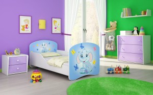 Łóżko dziecięce 160x80, ACMA I - Niebieski Słonik