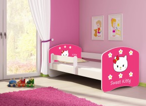Łóżko dziecięce z barierką 140x70, ACMA II - Sweet Kitty 2